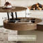 Table basse à plateau relevable moderne 51,97 po, avec rangement, plateau en pierre blanche brillante, texture en bois massif