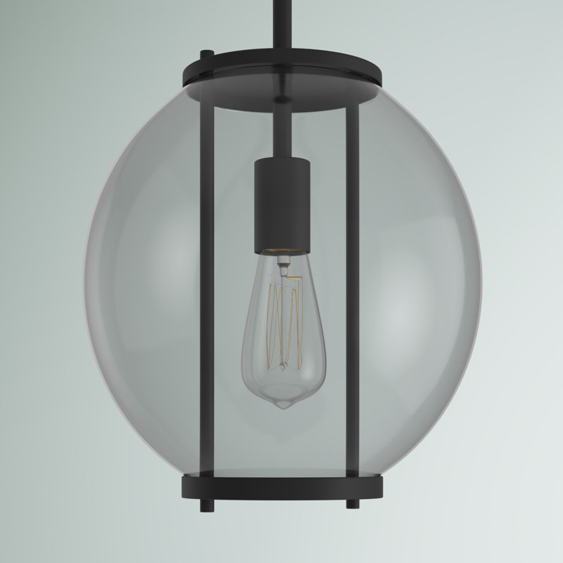 Luminaire suspendu d'extérieur 1 lumière H 10,75 po Fosdick, Noir mat
