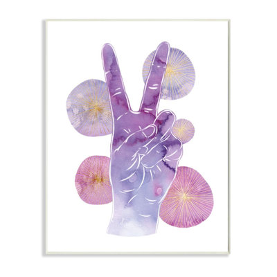 Aquarelle mauve, signe de paix avec des formes abstraites par Ziwei Li - impression d'art graphique