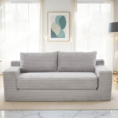 Velours côtelé gris 2, conception convertible, mousse à mémoire de forme, structure en acier, sans assemblage, convient aux petites chambres d'amis et aux salons avec mousse 21, tissu, décor de chambre minimaliste