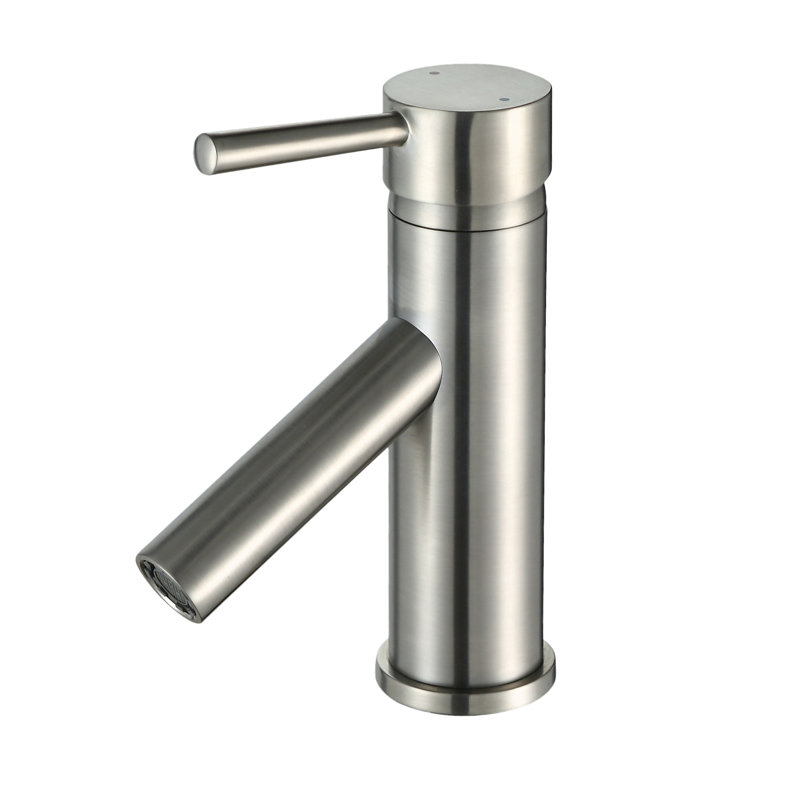Euro Collection Single-Handle Deck-Mount Short Vessel Lavatory Bathroom Sink Faucet - Brushed Nickel, Brushed Nickel