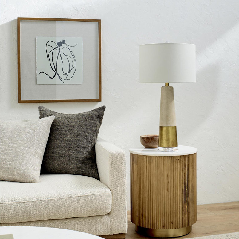 Table de bout haute 22 po Rylee, Plateau blanc / base bois / or
