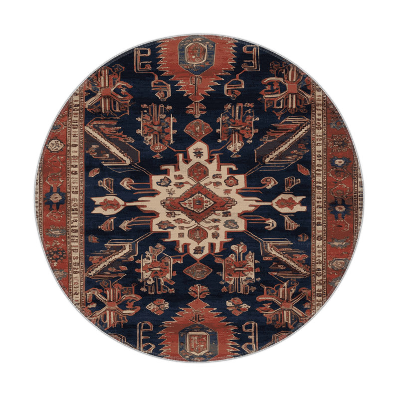Tapis d'intérieur et d'extérieur brun Persian, Rond 5 pi