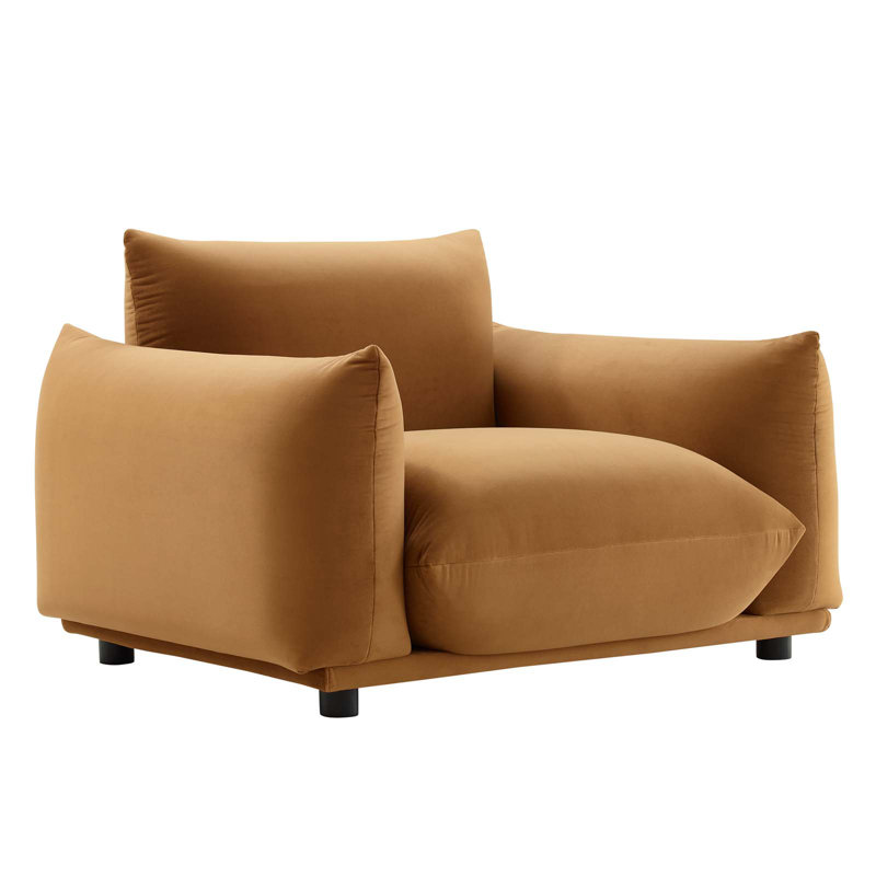 Copious Performance Velvet Armchair, Cognac
