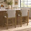 Tabouret de comptoir rembourré avec structure en bois massif, tabouret de bar à hauteur de barre en forme d'arche pour cuisine / salle à manger / restaurant-1683481741
