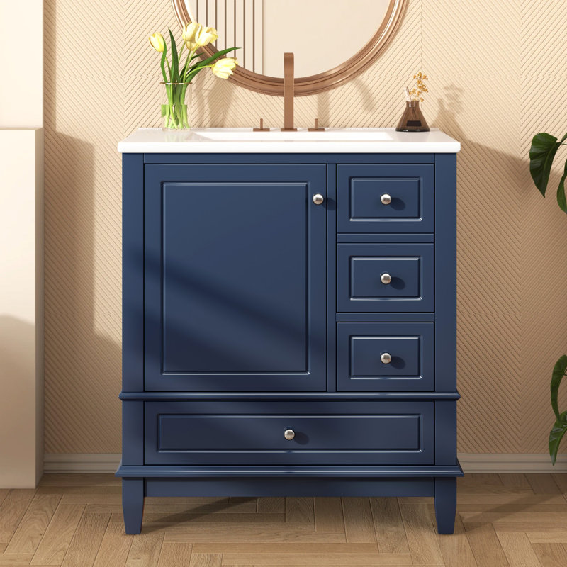 30'' Single Bathroom Vanity with Top, Blue