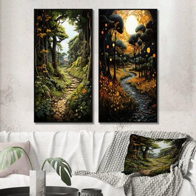 «Countryside Path Through The» - 2 pièces