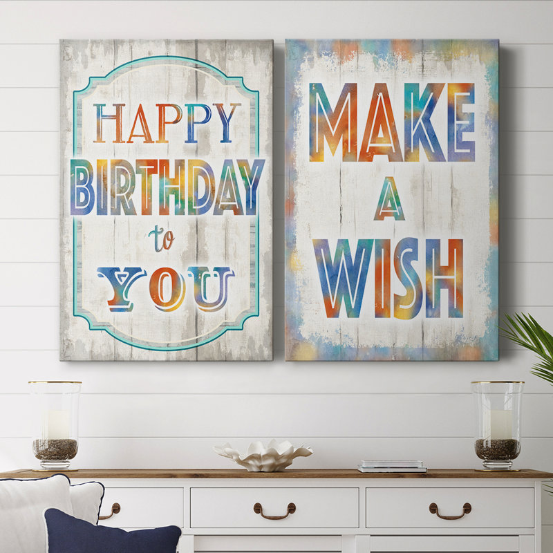 «Happy Birthday to You» - Toile tendue avec châssis de qualité supérieure - Prêt à être accroché, H 12 po x l 16 po