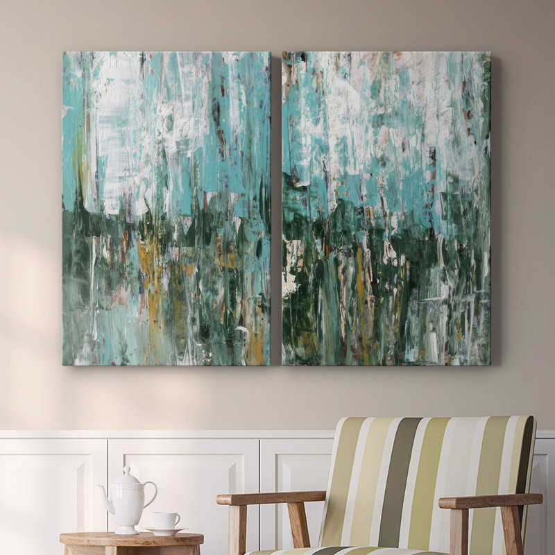 Toile tendue abstraite turquoise I-Premium Gallery - prête à être accrochée, H 18 po x l 24 po