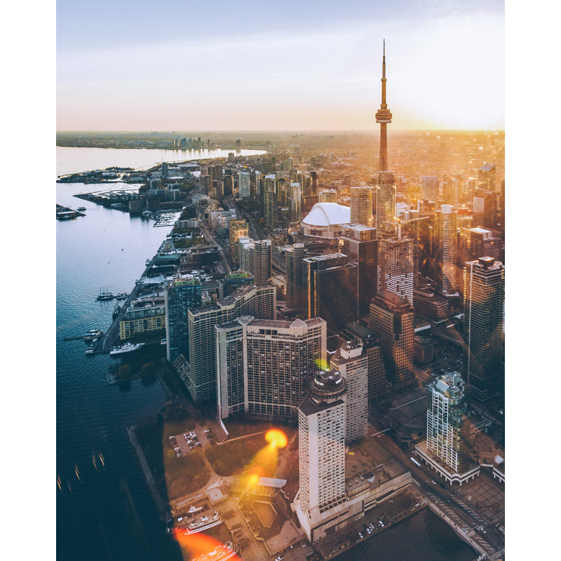 Toronto, vue aérienne, rivière, spectaculaire, H 50 po x l 26 po x P 1,5 po