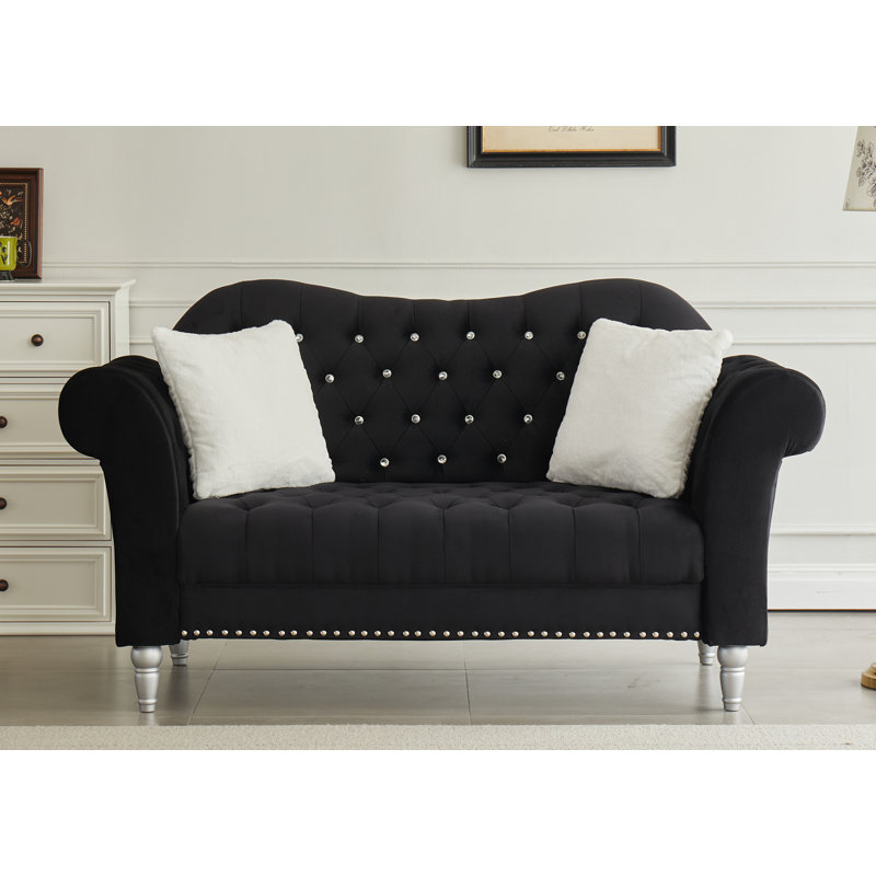 Canapé rembourré 88,5 po Jarvous, Noir, H 37 po x l 66 po x P 31 po