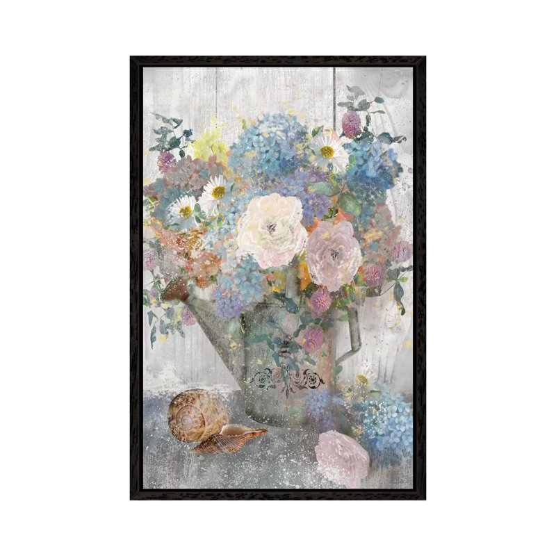 Bucket Of Flowers II by Nan - Painting on Canvas, 101.6 cm H x 66.04 cm W, Black Framed Canvas