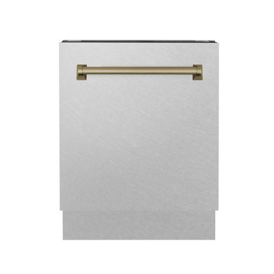 ZLINE Autograph Edition 24 in. Tallac Series 3rd Rack Top Control Built-In Tall Tub Dishwasher with Satin Stainless Steel Panel and Handle, 51dBa