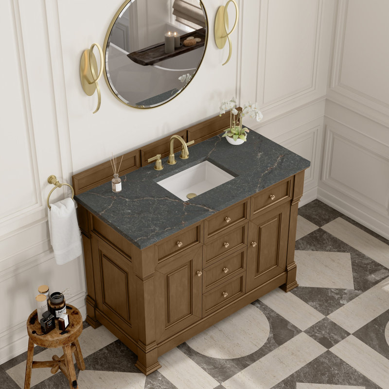 Brookfield 48'' W Single Vanity, Parisien Bleu, Honey Oak, Widespread