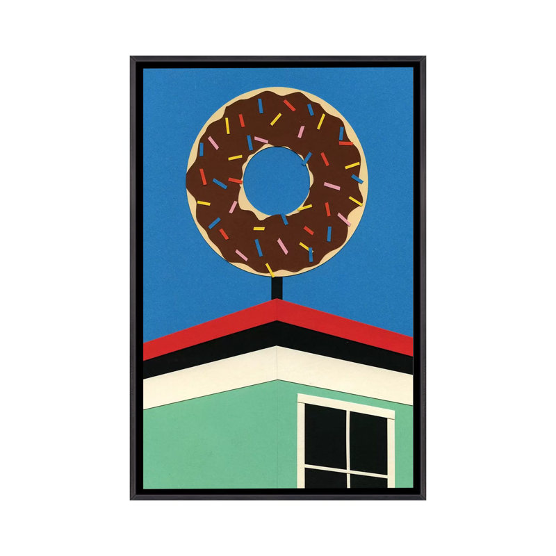 LA Donut Corner - reproduction d'art murale - toile encadrée, Noir patiné, Toile à cadre flottant sans passe-partout