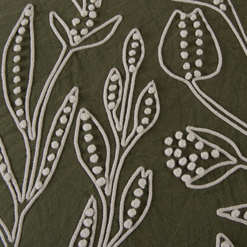 Coussin 100 % coton, Polyester, Vert / Naturel