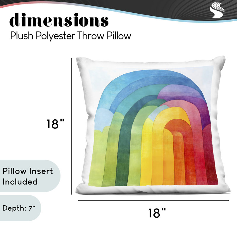 Coussin décoratif Vibrant Rainbow Arch Abstraction, imprimé par Creative Studio, 18 x 7 x 18, Bleu arc-en-ciel 
