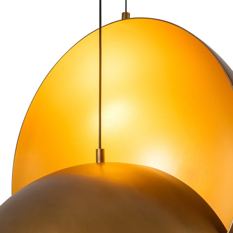 Void 24-in Black dimmable LED Pendant, Antique Brass