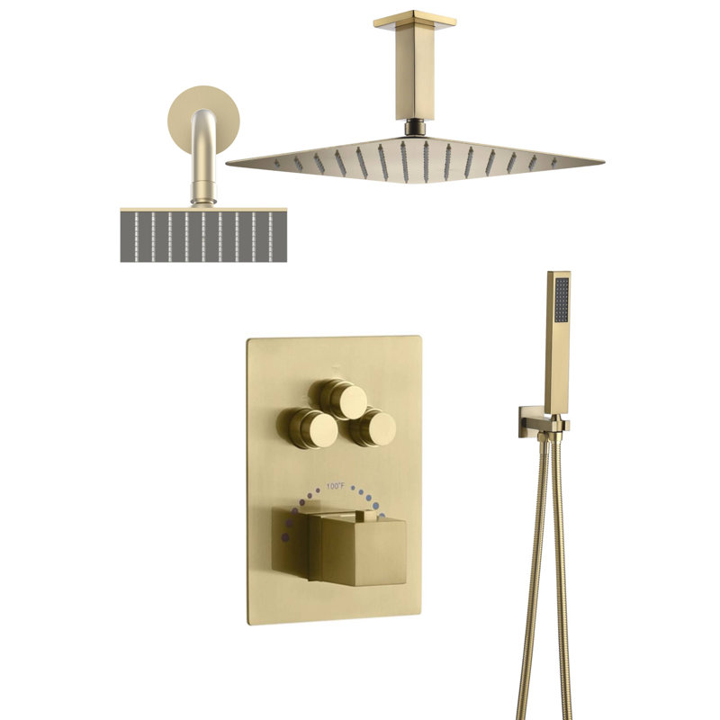 All-In-One Kit with Rough in-Valve, Brushed Gold