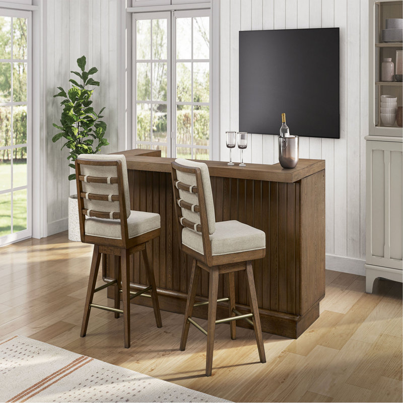 Swivel  Counter Stool - Avenger Pumise (Set Of 2), Light Brown
