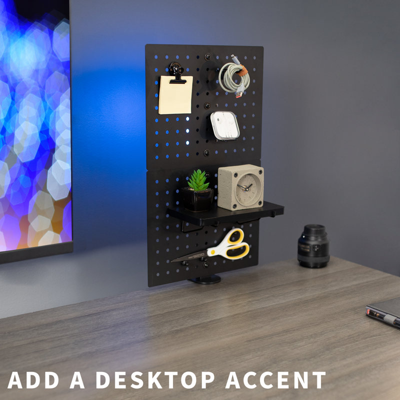 VIVO Steel Clamp-On 12" X 20" Desktop Pegboard, Magnetic Privacy Panel