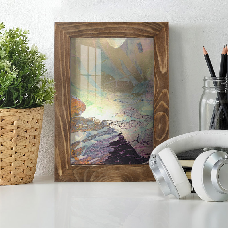 Paysage de Monet, impression encadrée sur papier, H 6 po x l 4 po x P 1 po, Noyer