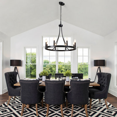 Lustre de style campagnard rond à 8 lumières de 23,62 po Gracie Oaks