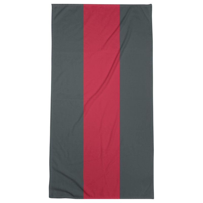 Lightweight Bath Towel, Steel Gray/Red/Steel Gray, Microfiber