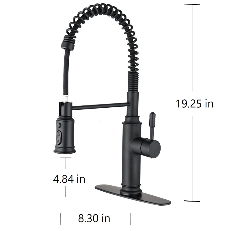 Robinet de cuisine en acier inoxydable noir mat avec bec rétractable pivotant à 360 degrés pour une procédure de nettoyage en profondeur, propriété de résistance à la corrosion et à la rouille, eau simple
