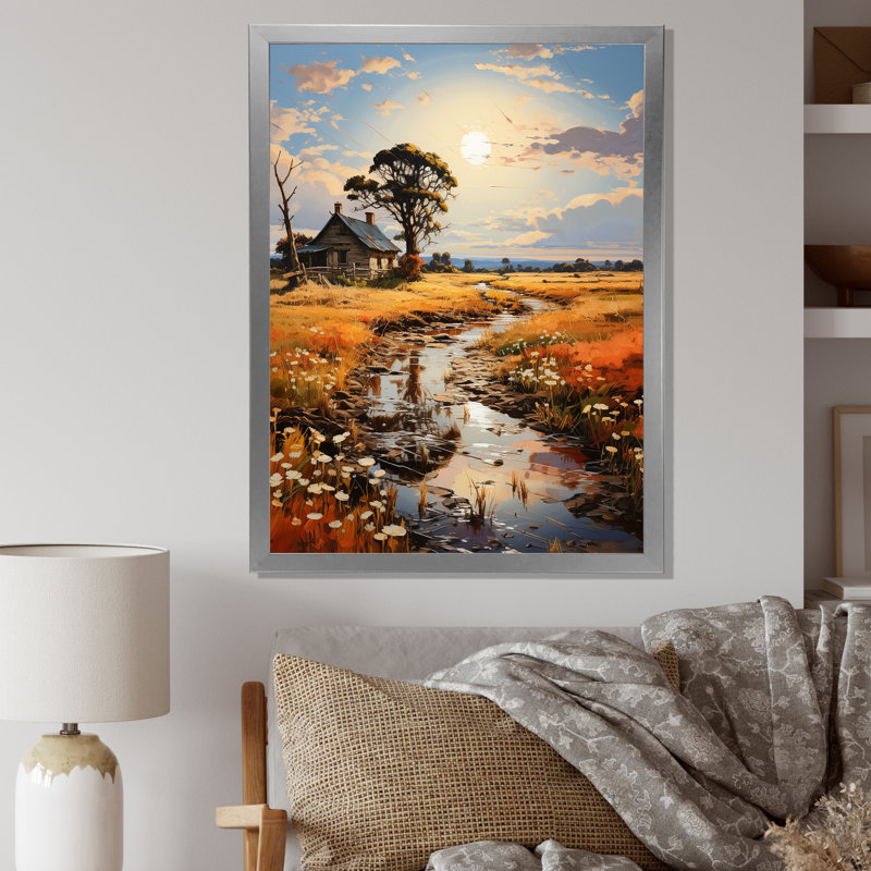 «Countryside Farm Bliss I» sur toile, Cadre simple argenté, H 32 po x l 16 po x P 1 po