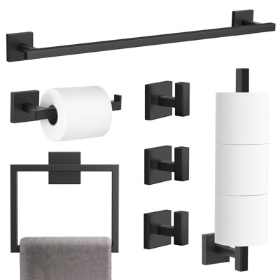 7-Piece Bathroom Hardware Set SUS304 Towel Bar Toilet Paper Holder with Shelf
