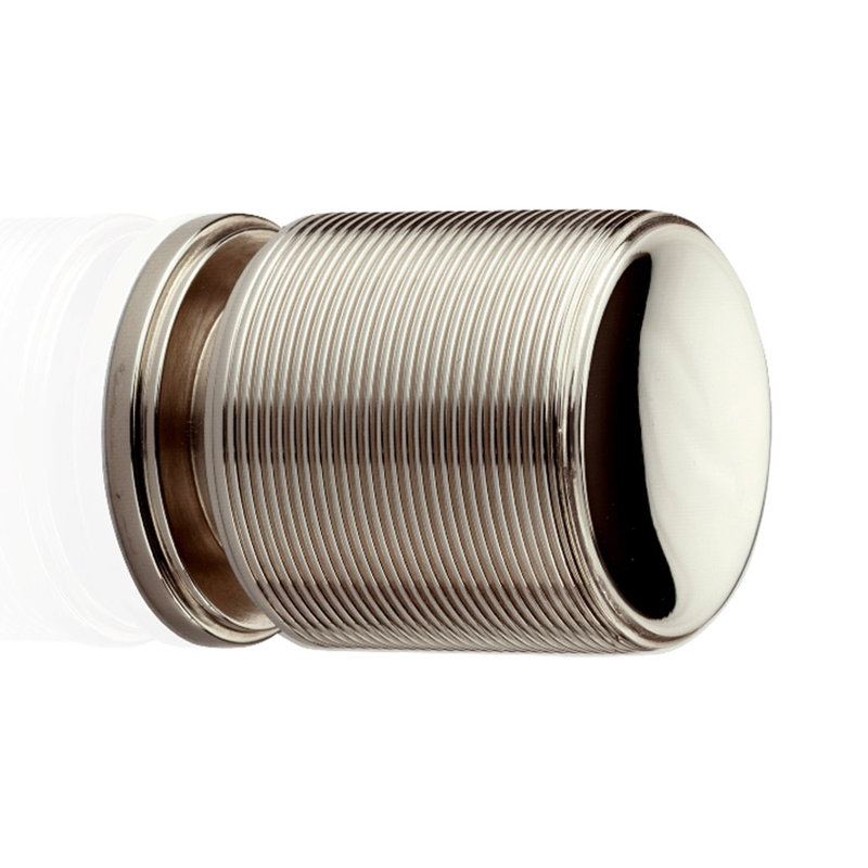 Monaco Cylindrical Knob, 1.26" H x 1.25" W x 1.25" D, Brush Brass/White