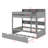 Bunk Bed With Trundle & Built-In Storage Shelves, Space-Saving Wooden Bunk Bed-1286261083-1286261076