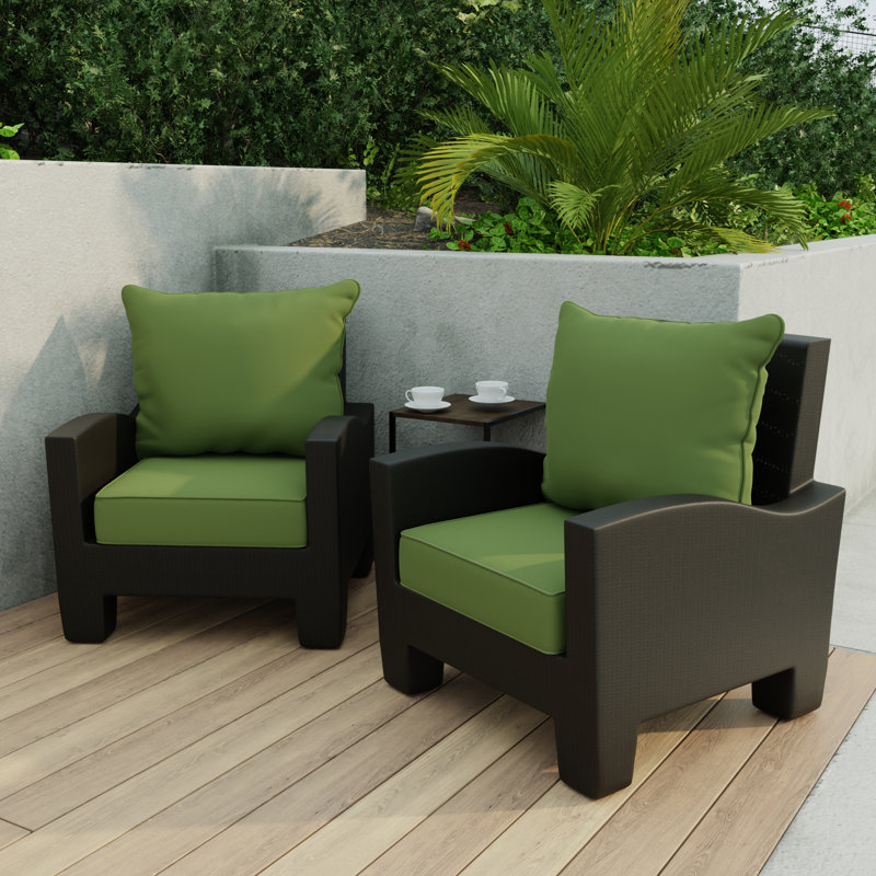 24" x 46.5" Bryann Outdoor Deep Seat Chair Cushion Set with Welt, Castus Green