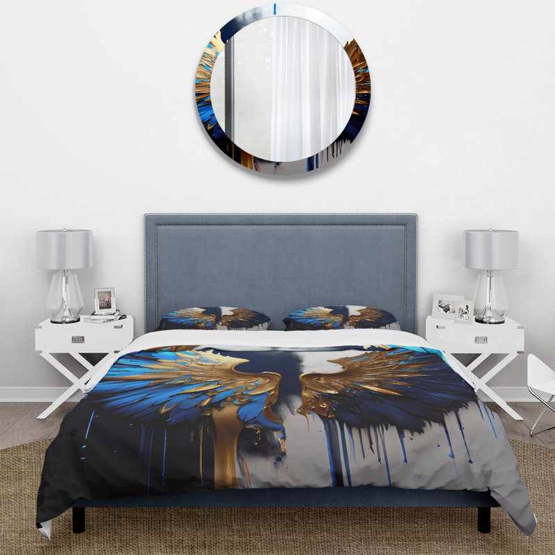 Blue Angel Wings I - Ensemble de housse de couette Fantasy - Microfibre de polyester