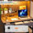 Computer Desk with Hutch and LED Lighting-1478279895