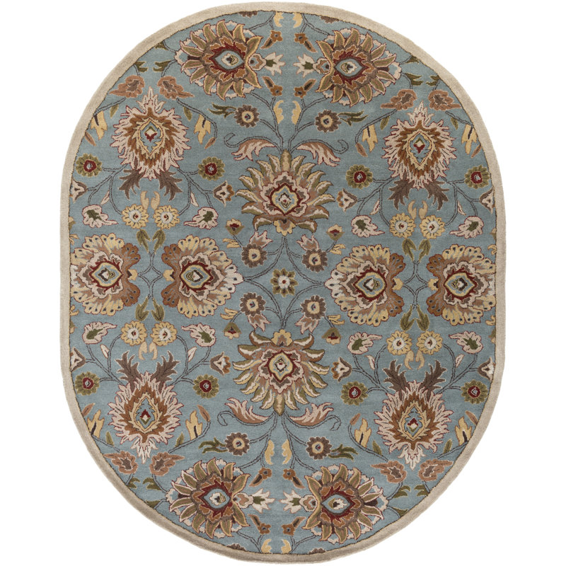 Tapis gris moyen en laine Arden, Oval 8 pi x 10 pi