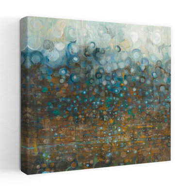 Contemporary Blue And Bronze Dots With Abstract Blue Art