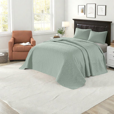 Reversible Cotton Bedding Sets, Seafoam Queen, Oversized For Comfort