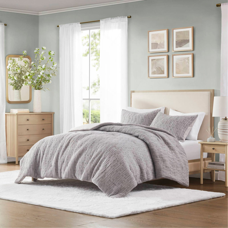 Ensemble d'édredon surdimensionné 3 pièces avec tissu riche en coton et rembourrage en polyester moelleux pour lit double / grand, hypoallergénique et certifié OEKO-TEX