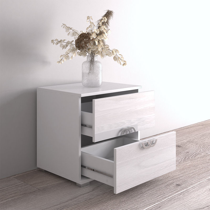 Anabella 19.6" Nightstand with High Gloss Finish, White