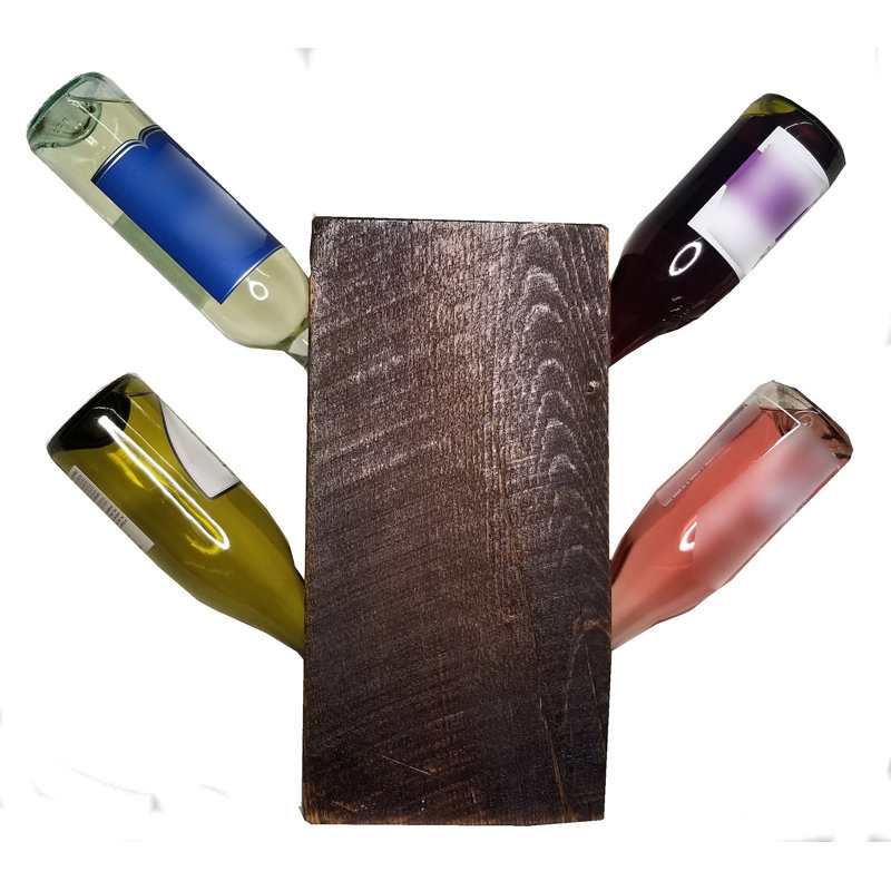 Ceres 4 Bottle Solid Wood Hanging Wine Bottle Rack in Dark Pine Stain