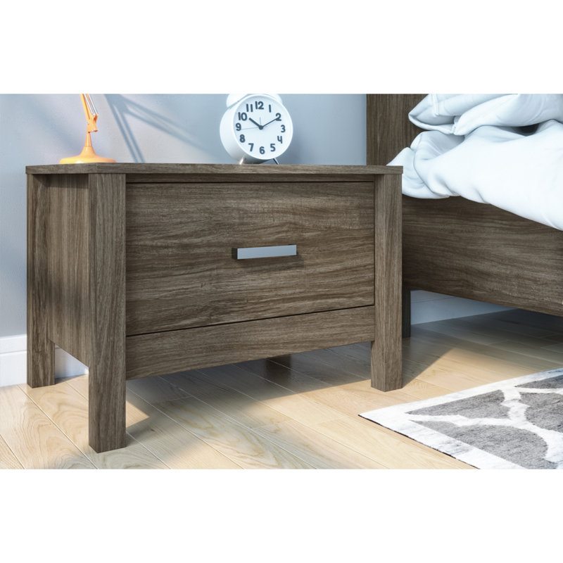 Table de chevet 1 tiroir Aevin, Noyer gris