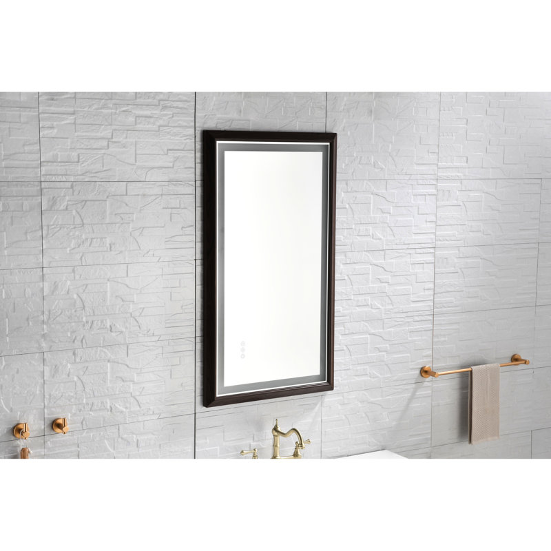 Miroir de meuble-lavabo mural 40 po x 24 po, cadre en aluminium, brouillard, 3 températures de couleur, gradation continue, naturel, brun clair, idéal pour la salle de bain avec miroir