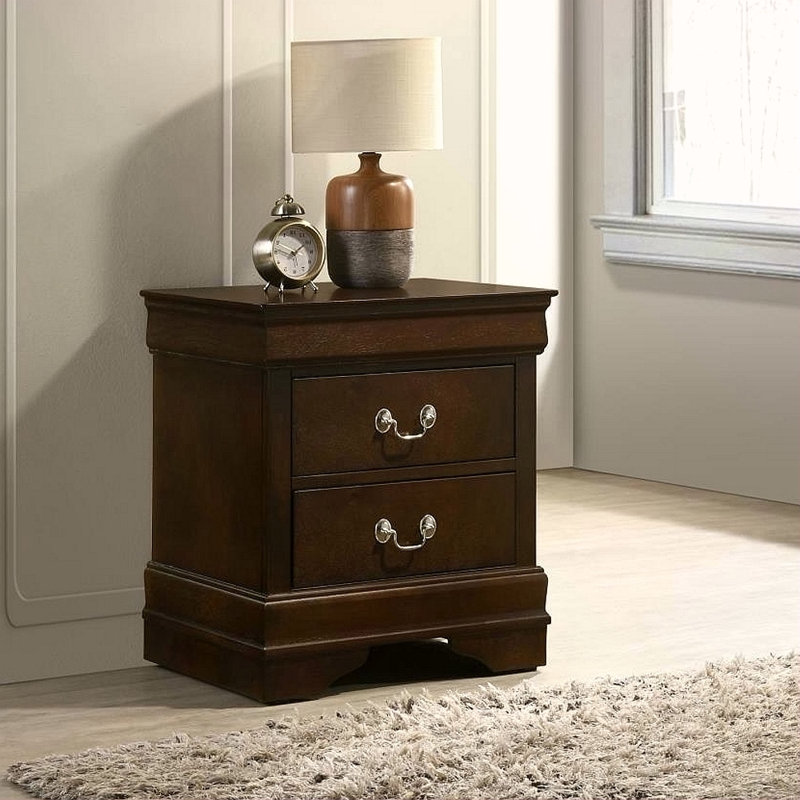 Table de chevet en MDF avec 2 tiroirs, cappuccino