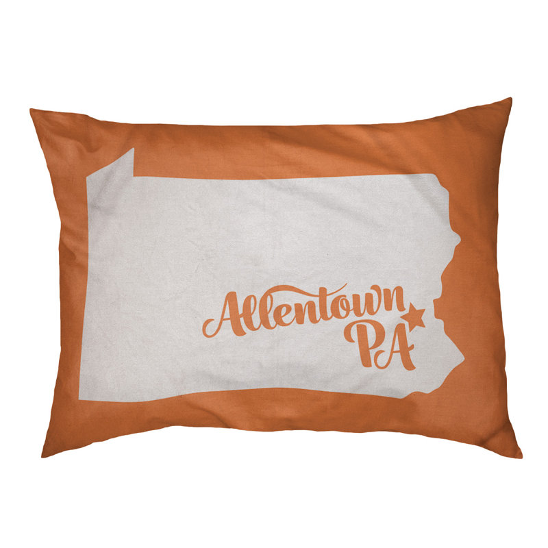 Coussin stylisé allentown de pennsylvanie, Moyen (L 30 po x l 40 po), Orange