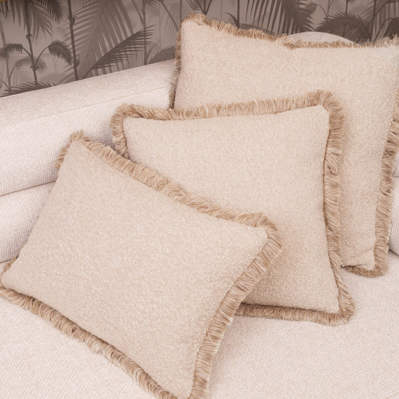 Nami Fringed Polyester Blend Reversible Throw Pillow, 15.75"H x 23.62"W, Rectangle