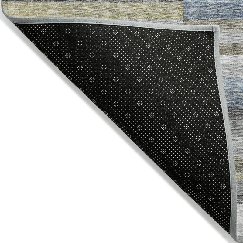 Tapis intérieur lavable rayé 10 pi x 14 pi bleu et bleu ciel