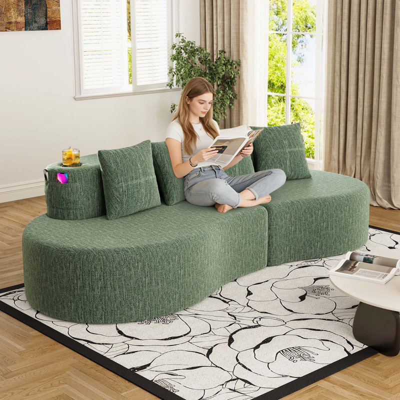 Canapé modulaire courbé demi-lune Minimalist, Vert