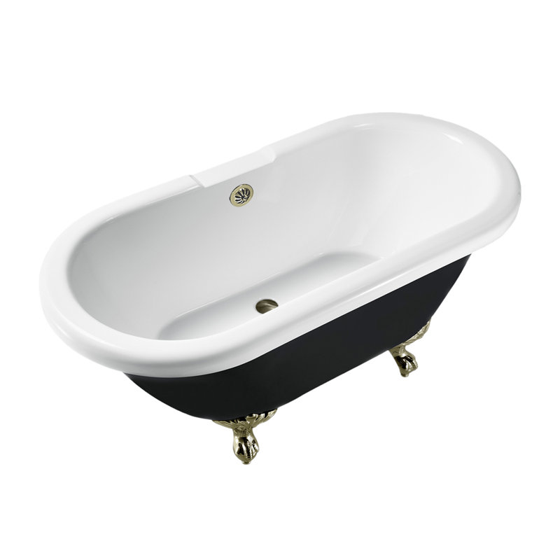 Baignoire de trempage sur pieds 59 po., Nickel brossé, Nickel brossé